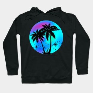 Vaporwave Palm Trees: 80's, 90's Neon Teal Blue, Hot Pink, and Purple Retro Vintage Sunset Tropical Vaporwave Hoodie